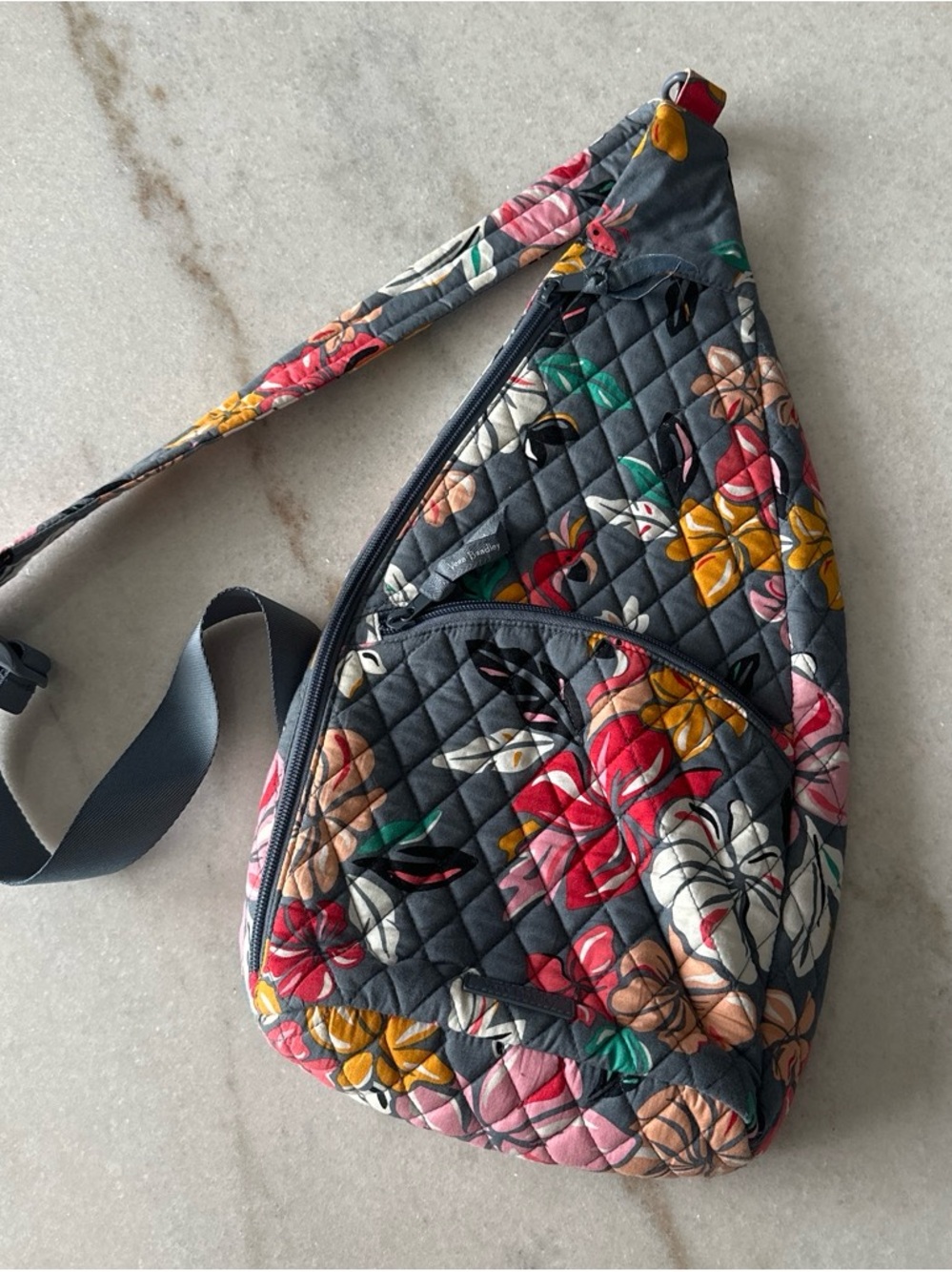 Vera Bradley Quilted Floral Sling Bag - Gray Multi